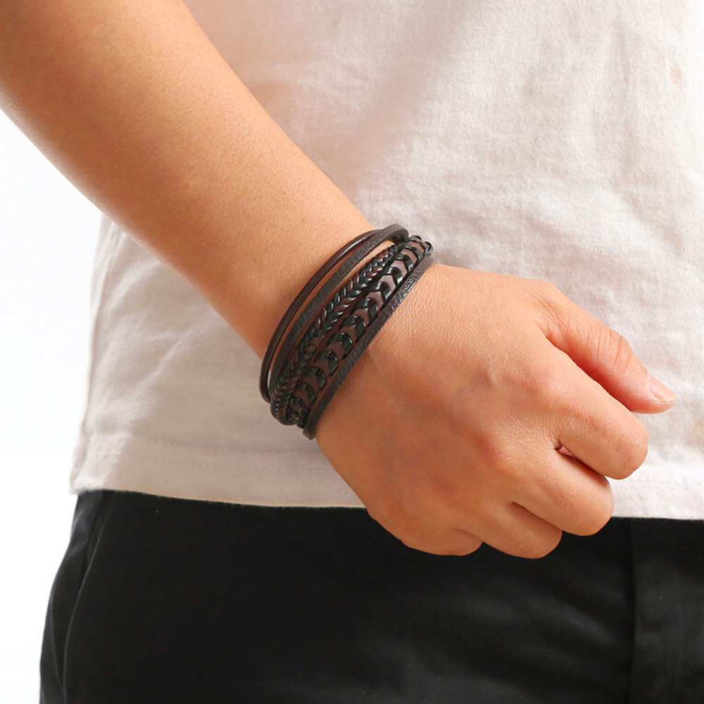 Nathan - Bracelet Homme En Cuir De Luxe