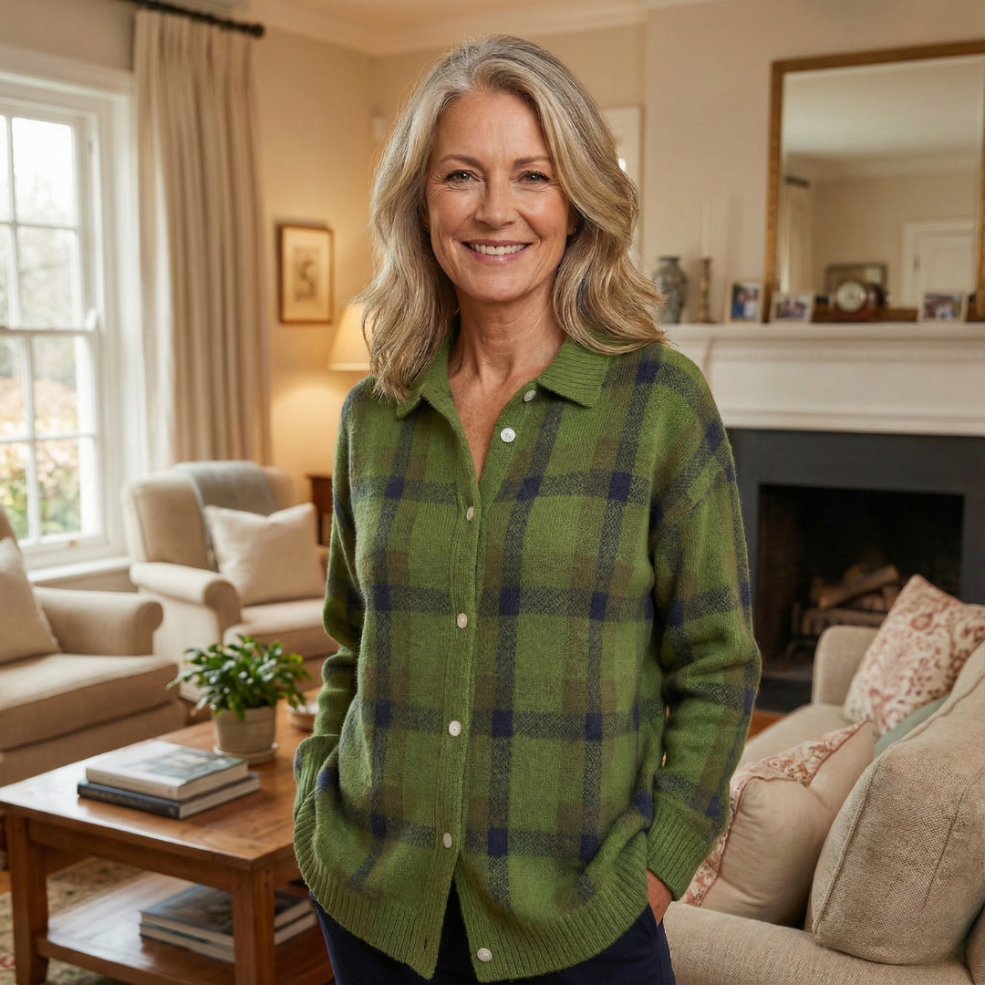 Laroq Paris™ | Anna - Cardigan en Tricot Doux à Carreaux