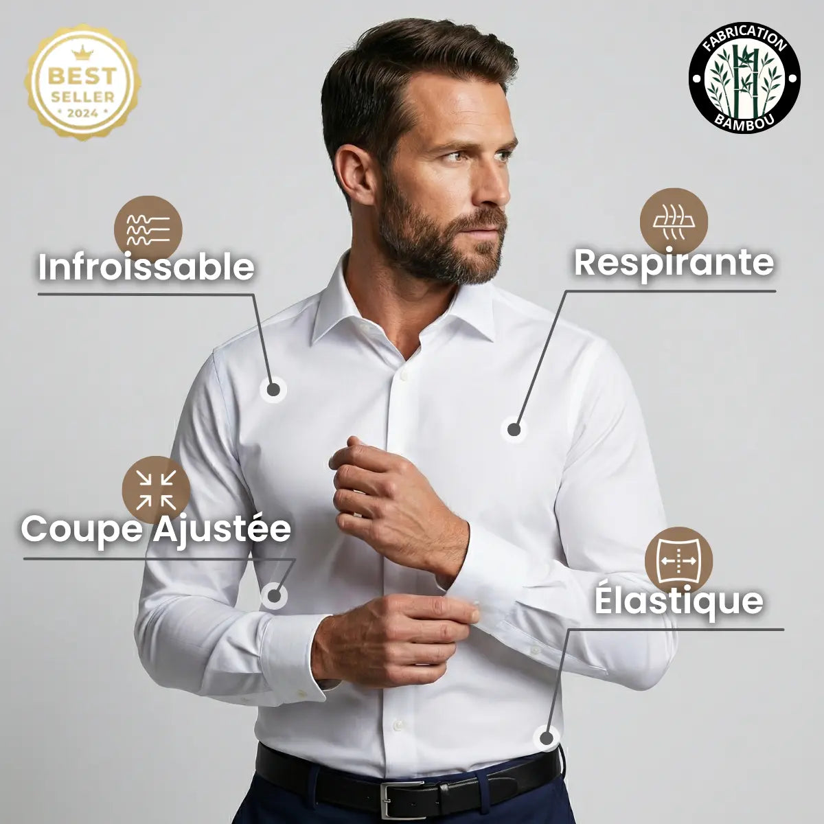 Laroq Paris™ | Chemise Infroissable à Coupe Ajustée
