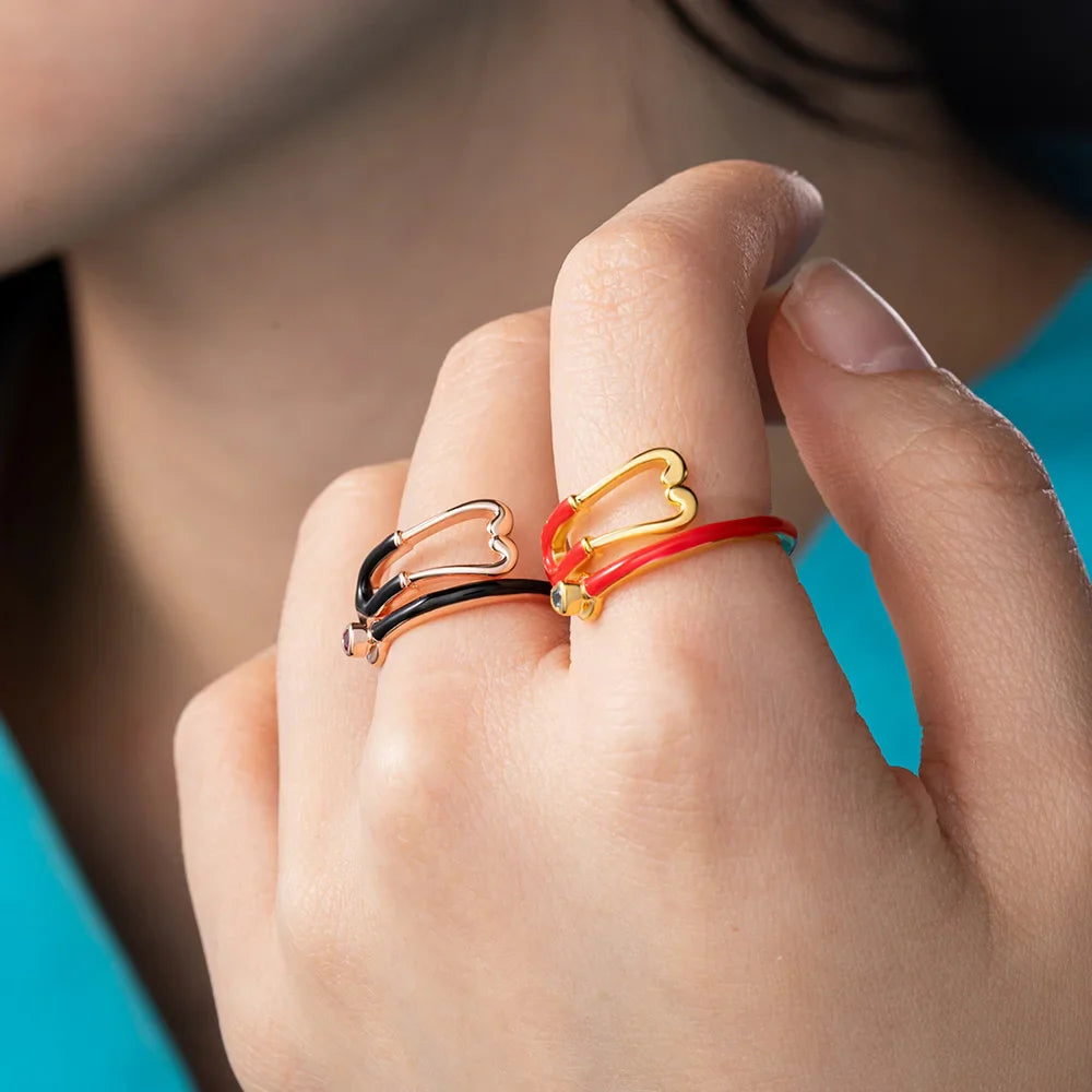 Laroq Paris™ | Bague Porte-Bonheur Avec Pierre Porte-bonheur En Forme De Cœur