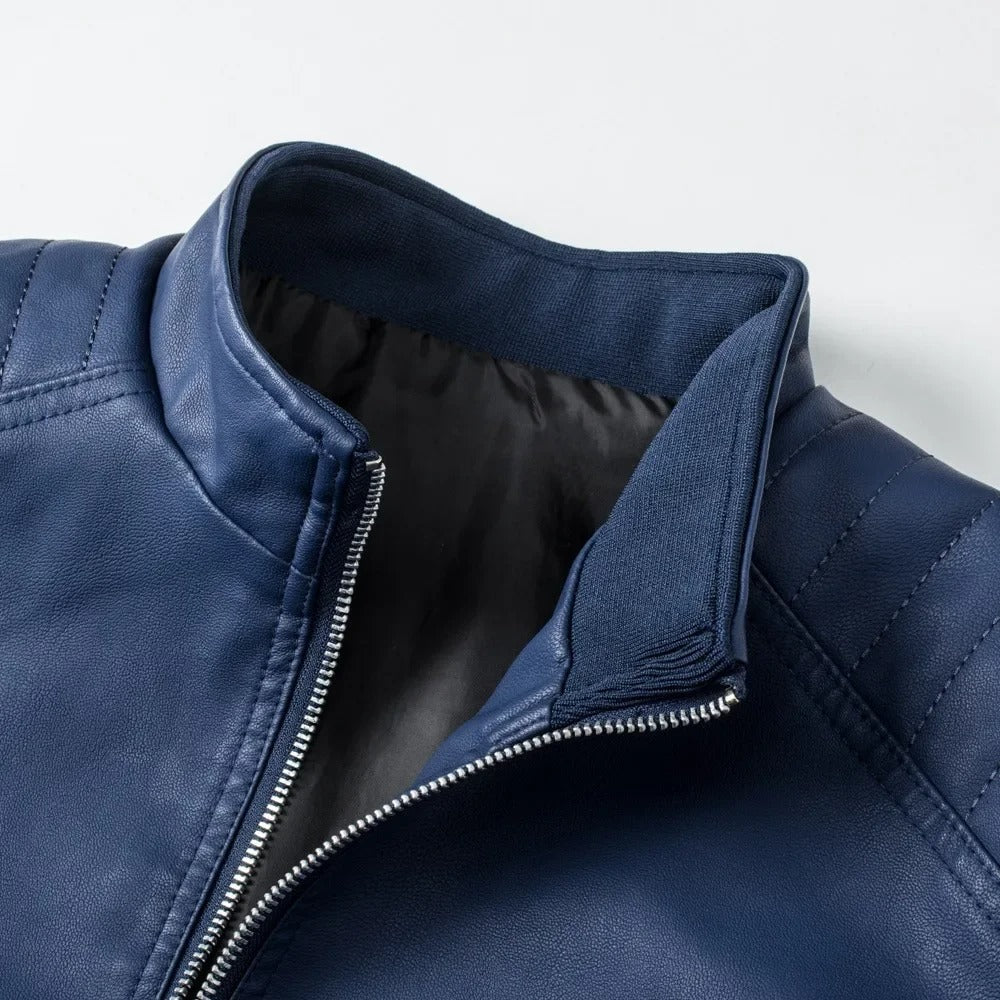 Laroq Paris™ | Veste en cuir à col montant
